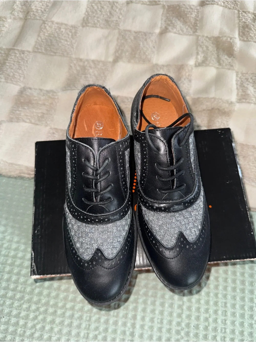 New Bernie Mev black and grey woven oxford‎ shoes size 37